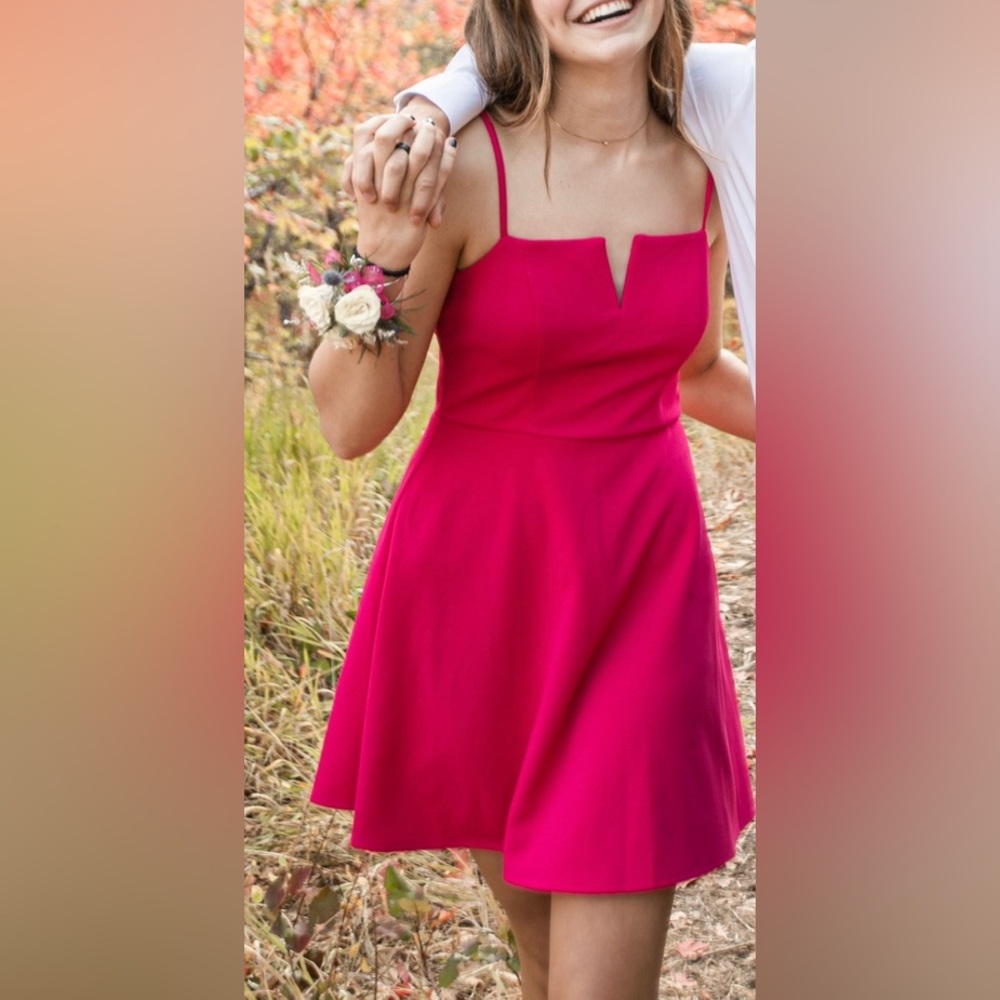 Pink Formal Dress. Size Small. Adorable bow, fun neckline. Mini dress length.